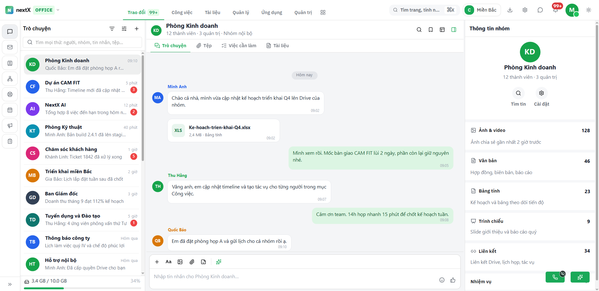 NextX AI Office — Internal chat
