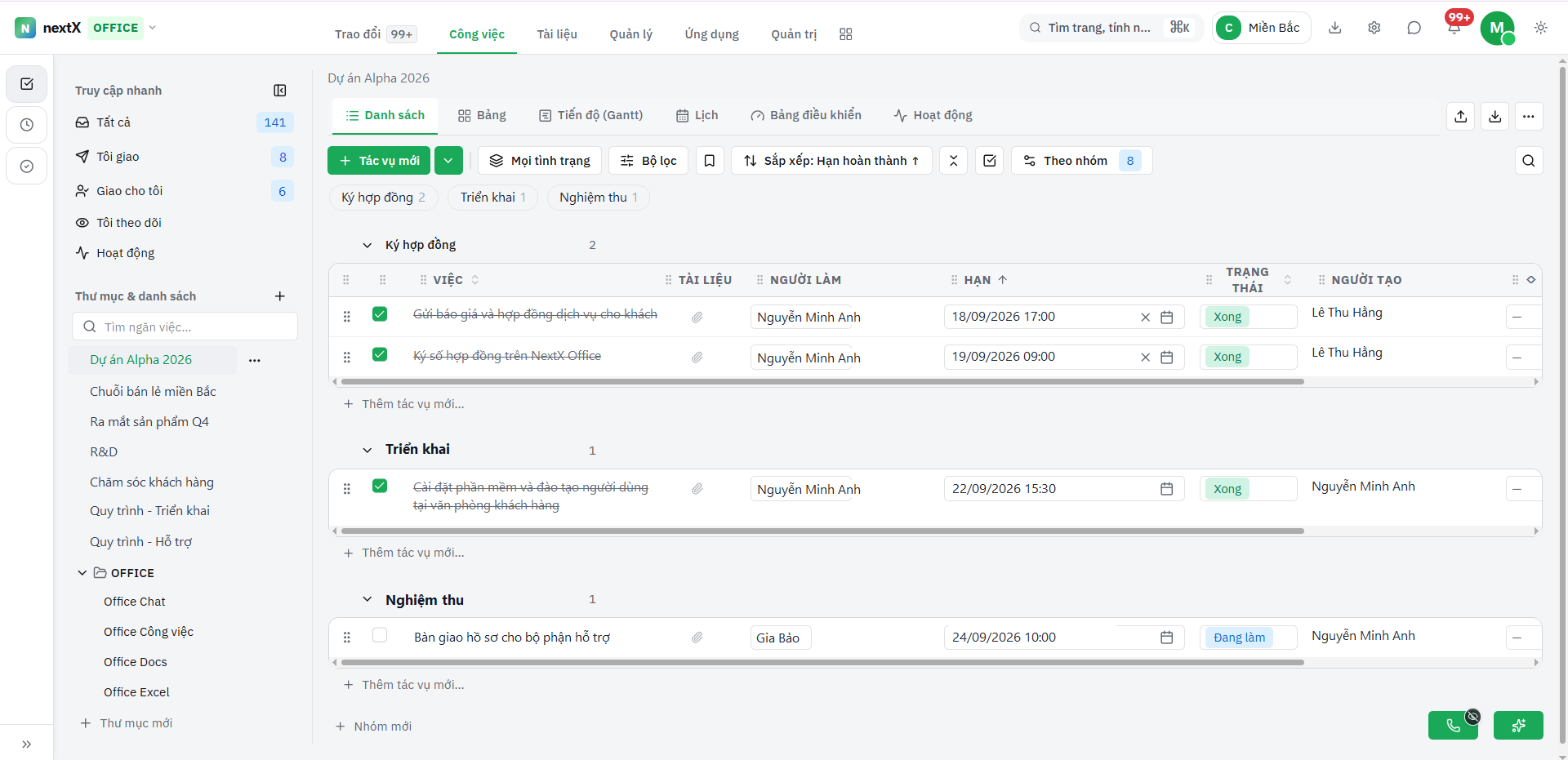 NextX AI Office — Tasks & Projects