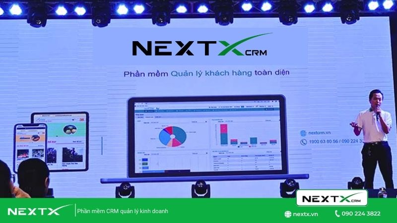 CEO Trần Quang Cường giới thiệu giải pháp –  phần mềm NEXTX trong sự kiện kết nối kinh doanh tại Techfest Hải Phòng 2022