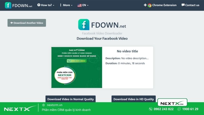 Trang web tải video Facebook trực tuyến Fbdown.net