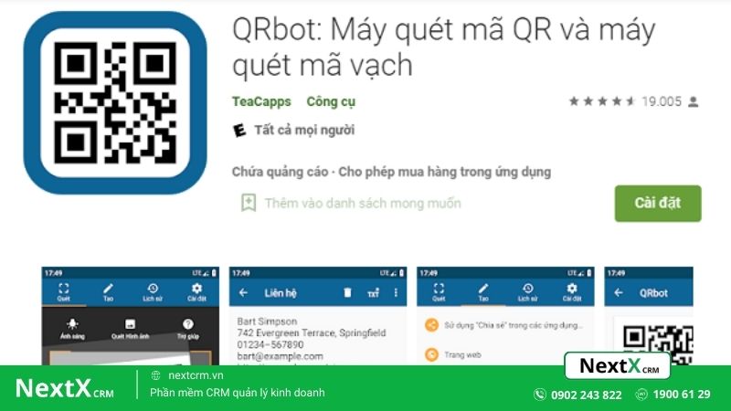 App quét mã QR QRbot của TeaCapps